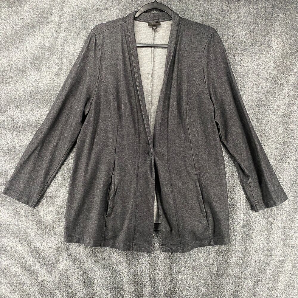 Wearever J Jill Sweater Blazer Large‎ Gray Button Up Ladies Casual Comfy Office